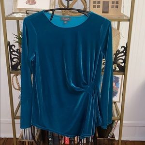 The Limited Top, Ruched side, Velvet, Teal